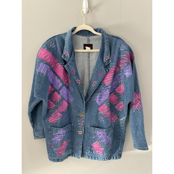 Sunbelt Jackets & Blazers - Vintage Sunbelt Sportswear Painted Denim Jacket Size‎ Medium